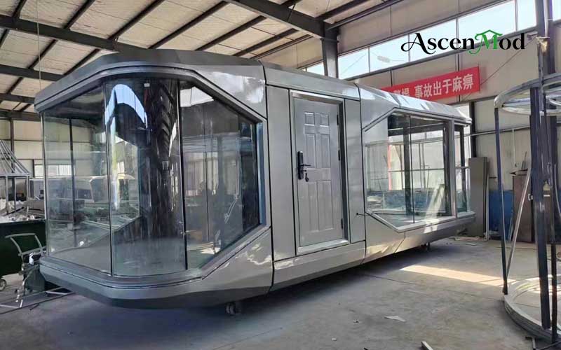 AscenMod Space Capsule Cabin Futuristic Modular Retreat with Panoramic Nature Views